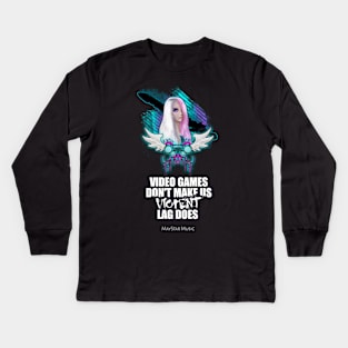 Video Games Don't Make Us Violent Lag Does - Fantasy Girl Gaming Controller Kids Long Sleeve T-Shirt